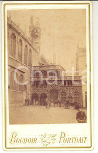 Fotografia d epoca originale 1890 ca BRUGES BELGIO Basilica del SACRO SANGUE  Animata con carrozza 1