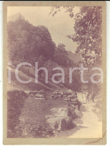 Fotografia d epoca originale 1890 ca ALAGNA VALSESIA VC Famiglia a passeggio tra i boschi Foto VINTAGE 1