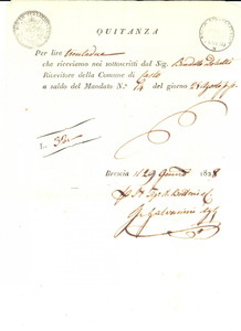 Documento originale, autentico 1828 CASTO BS Saldo del ricevitore Bendetto DOLCETTI Quietanza 1