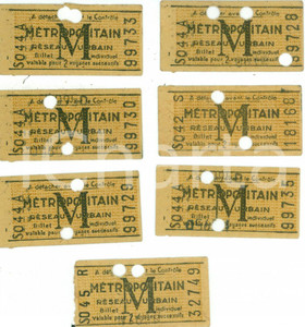 Oggetto da collezione cartaceo 1950 ca PARIS Metropolitaine rete urbana Lotto di 7 BIGLIETTI 1