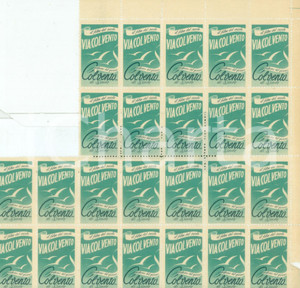 Materiale pubblicitario d’epoca 1940 VIA COL VENTO Profumo Col Vento di SIADE 24 erinnofili Serie verde acqua 1