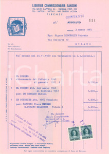 Libro, pubblicazione d epoca 1960 FIRENZE Libreria Commissionaria SANSONI LICOSA Fattura intestata 1