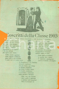 Documento originale, autentico 1920 ca Domenico SCOTUZZI cantastorie Coscritti della Classe 1903 DANNEGGIATO 1