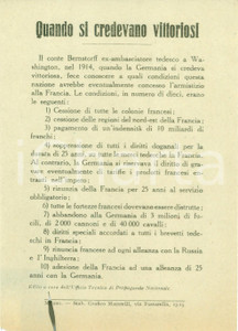 Documento originale, autentico 1918 PROPAGANDA WW1 Quando la GERMANIA si credeva vittoriosa Volantino 1