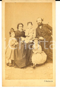 Fotografia d epoca originale 1870 ca WIEN Ritratto di famiglia con tre bambini  Fotografia Carl HERBERT 1