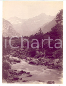 Fotografia d epoca originale 1920 ca ALAGNA VALSESIA VC Rocce lungo un torrente Foto VINTAGE 13 x 17 cm 1