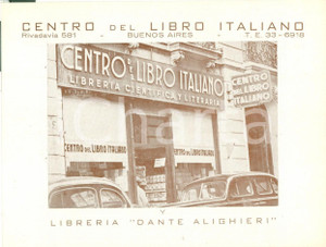 Materiale pubblicitario d’epoca 1950 ca BUENOS AIRES ARGENTINA Centro Libro Italiano Libreria DANTE ALIGHIERI 1