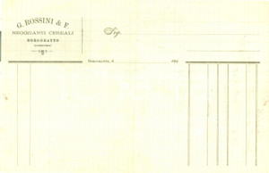 Oggetto da collezione cartaceo 1908 BORGORATTO AL Giovanni ROSSINI & Figli negozianti cereali Ricevuta 1