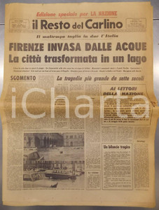 Giornale, rivista storica 1966 IL RESTO DEL CARLINO Alluvione FIRENZE invasa dalle acque diventa un lago 1