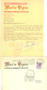 Manoscritto, lettera originale 1958 FAENZA RA Libreria Mario VIGNA ricerca una spedizione smarrita AUTOGRAFO 1