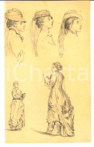 Opera d’arte autentica 1930 ca STORIA DELLA MODA Bozzetto a matita di donne in abito Primo Novecento 1 Opera d’arte autentica 1930 ca STORIA DELLA MODA Bozzetto a matita di donne in abito Primo Novecento 1