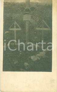 Fotografia d epoca originale 1917 FRONTE DEL PIAVE WW2 Tomba di un Generale ungherese Fotocartolina 1