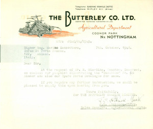 Materiale pubblicitario d’epoca 1948 CODNOR PARK UK Sunshine Harvester THE BUTTERLEY Co. Ltd. Illustrato 1