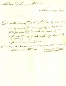 Documento originale, autentico 1815 NOVARA Rocco OBICINI aggiona  il padre su alcune tratte Prefilatelica 1