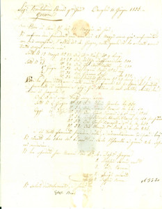 Documento originale, autentico 1835 ONEGLIA IM Giuseppe BONAVERA aggiorna Bartolomeo PARODI sugli ordini 1