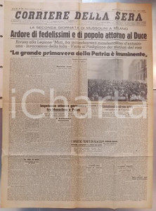 Documento originale, autentico 1944 WW2 CORRIERE DELLA SERA RSI Folla di popolo per visita Benito MUSSOLINI 1