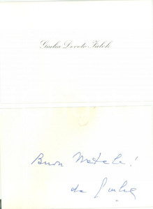 Autografo originale 1960 ca MILANO Auguri di NATALE da Giulia DEVOTO FALCK Biglietto AUTOGRAFO 1