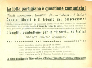 Documento originale, autentico 1945 WW2 PROPAGANDA RSI I Partigiani combattono per il trionfo del COMUNISMO 1