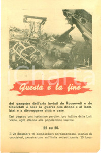 Documento originale, autentico 1944 WW2 PROPAGANDA RSI I gangster dell aria di ROOSEVELT sono stati distrutti 1