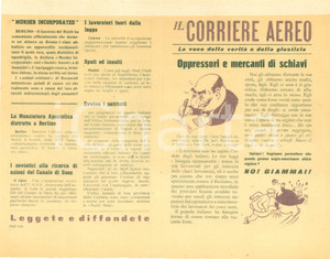 Documento originale, autentico 1943 WW2 CORRIERE AEREO Angloamericani oppressori e mercanti di schiavi 1