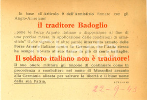 1943 WW2 PROPAGANDA AEREA RSI Pietro BADOGLIO è traditore ma soldato italiano no