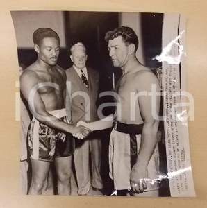 Fotografia d epoca originale 1949 NEW YORK USA BOXE Pugile Ezzard CHARLES Gus LESNEVICH Fotografia 27 x 29 1