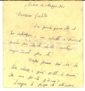 Manoscritto, lettera originale 1923 MILANO Supplica al fratello emigrato perchÃ© si presenti alla leva Lettera 1