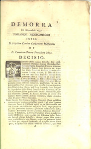 Documento originale, autentico 1735 FOSSANO Sentenza per fedecommesso Carlo MAGLIANO vs canonico Pietro MOYA 1
