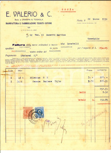 Documento originale, autentico 1930 PAVIA Ditta E. VALERIO Manifattura tessuti cotone Fattura intestata 1