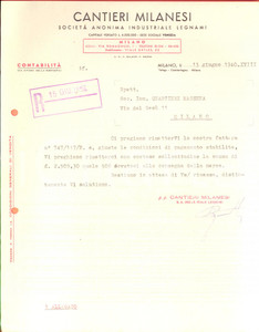 Documento originale, autentico 1940 MILANO SocietÃ  CANTIERI MILANESI Industriale legnami Lettera commerciale 1