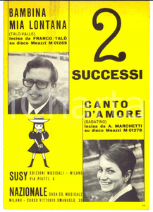 Oggetto da collezione cartaceo 1965 Franco TALO  Bambina mia lontana  Anna MARCHETTI Canto d amore Spartiti 1