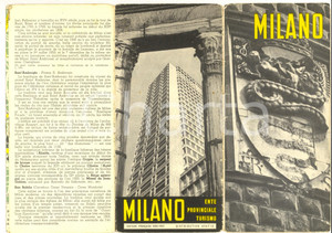 Materiale pubblicitario d’epoca 1957 MILANO Ente Provinciale Tursimo  Pieghevole ILLUSTRATO ed. francese 1