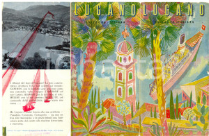Materiale pubblicitario d’epoca 1960 ca LUGANO CH SVIZZERA ITALIANA Pieghevole ILLUSTRATO 1