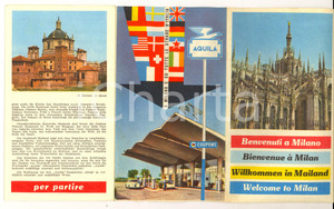 Materiale pubblicitario d’epoca 1960 ca TURISMO MILANO Pieghevole pubblicitario PRODOTTI AQUILA Illustrato 1