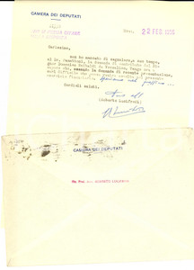 Autografo originale 1956 ROMA Roberto LUCIFREDI nega un contributo finanziario Autografo 1
