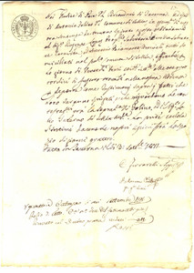 Documento originale, autentico 1811 SELLIA Citazione testimoni per causa tra Lucio SALERNO e Antonia FOLINO 1