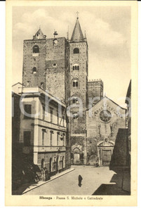Cartolina originale da collezione 1943 ALBENGA SV Piazza SAN MICHELE e Cattedrale Cartolina FP VG 1