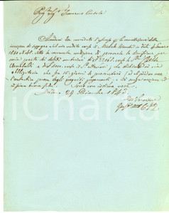 Documento originale, autentico 1843 MILANO Giosué Antonio CASATI debitore di Clotilde ARNABOLDI Lettera 1