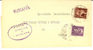 Cartolina originale da collezione 1946 STORIA POSTALE REPUBBLICA Piego affrancatura L. 2 + 50 cent. Italia turrita 1