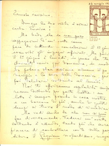 Autografo originale 1942 TORINO Ettore DESDERI invita l amico Ermete FERLINI AUTOGRAFO 1