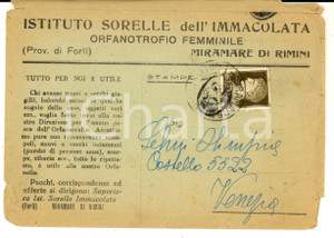 Documento originale, autentico 1938 MIRAMARE RIMINI Istituto Sorelle dell Immacolata Busta intestata 1