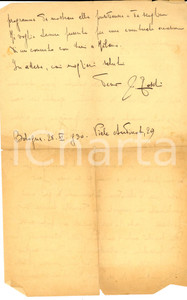 Autografo originale 1930 BOLOGNA Musicista Pietro TOSCHI aiuta una collega per concerti AUTOGRAFO 1