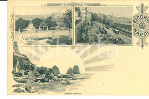 Cartolina originale da collezione 1900 ca NAPOLI Vedutine con villa e strada Marina Cartolina postale FP NV 1