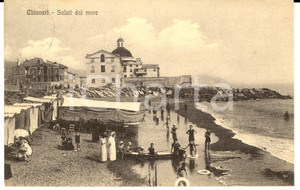 Cartolina originale da collezione 1915 CHIAVARI GE Donne e bambini ai bagni Cartolina ANIMATA FP VG 1