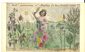 Cartolina originale da collezione 1910 ca Deh! Ammira, o Italia, le tue fertili terre Cartolina ILLUSTRATA TOSO 1