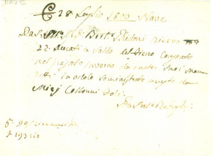 Documento originale, autentico 1800 NAVE BS Bortolo GHIDONI TOCCAGNI paga fineo Ricevuta 1