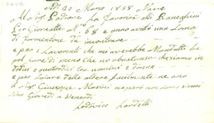 Documento originale, autentico 1838 NAVE BS Lodovico LARDELLI su compensi dei lavoranti Documento 1