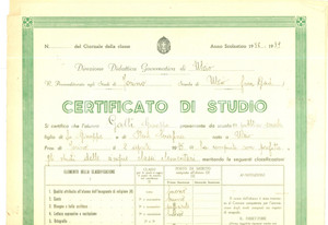 Oggetto da collezione cartaceo 1939 OULX TO Giuseppe GALLI di GAD Certificato studio scuola pubblica serale 1