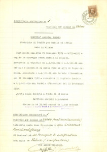 Documento originale, autentico 1942 MILANO Società Anonima SCHMID Certificato azionario provvisorio Documento 1 1