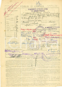 1943 ROMENO TN 4° Artiglieria Alpina Licenza Pompeo BLASIO Documento DANNEGGIATO